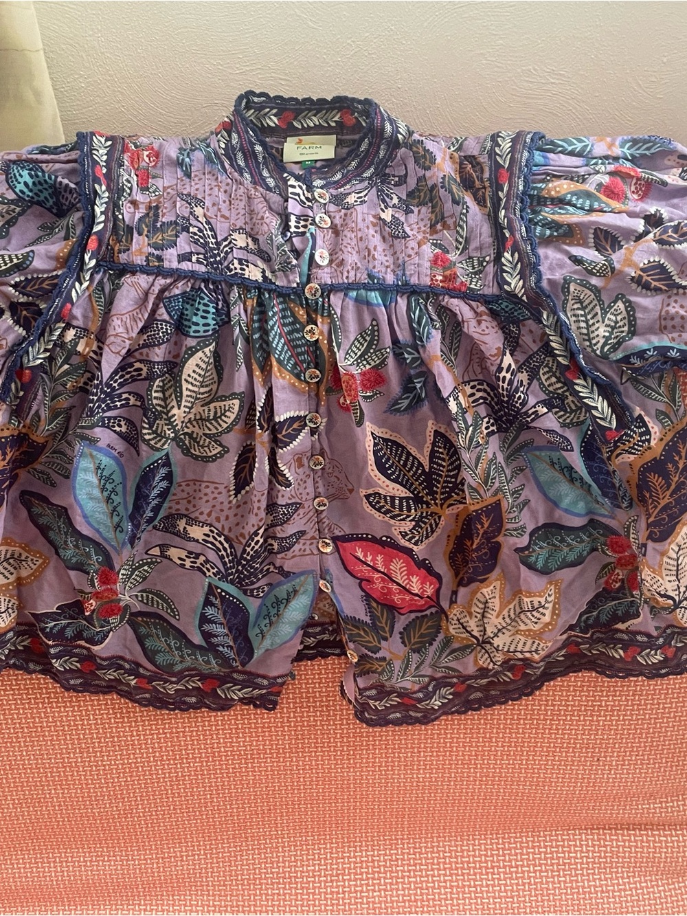 FARM Rio Lavender Botanical Button-Up Blouse - Picture 5 of 5
